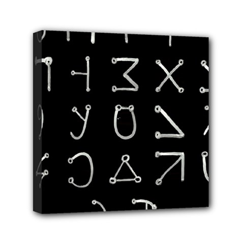Heinrich Cornelius Agrippa Of Occult Philosophy 1651 Angelic Alphabet Or Celestial Writing Collected Inverted Mini Canvas 6  X 6  (stretched) by WetdryvacsLair
