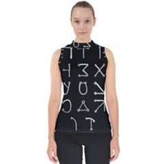 Heinrich Cornelius Agrippa Of Occult Philosophy 1651 Angelic Alphabet Or Celestial Writing Collected Inverted Mock Neck Shell Top by WetdryvacsLair