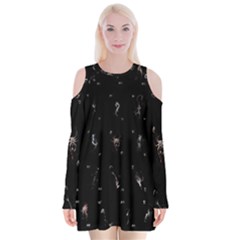 Brush And Ink Card Sequence Collected Velvet Long Sleeve Shoulder Cutout Dress by WetdryvacsLair