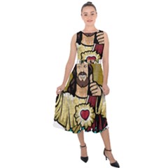 Buddy Christ Midi Tie-back Chiffon Dress by Valentinaart