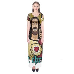Buddy Christ Short Sleeve Maxi Dress by Valentinaart