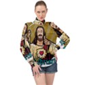 Buddy Christ High Neck Long Sleeve Chiffon Top View1