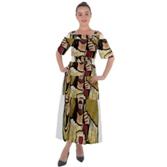 Buddy Christ Shoulder Straps Boho Maxi Dress  by Valentinaart