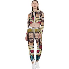 Buddy Christ Cropped Zip Up Lounge Set by Valentinaart