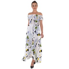 Tree Poppies  Off Shoulder Open Front Chiffon Dress by Sobalvarro
