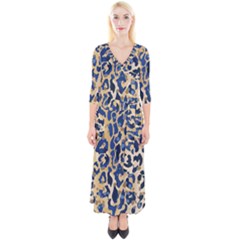 Leopard Skin  Quarter Sleeve Wrap Maxi Dress by Sobalvarro