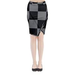 Black Gingham Check Pattern Midi Wrap Pencil Skirt by yoursparklingshop