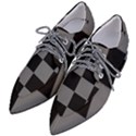 Black Gingham Check Pattern Pointed Oxford Shoes View2