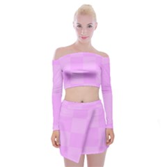 Pink Gingham Check Squares Off Shoulder Top With Mini Skirt Set by yoursparklingshop