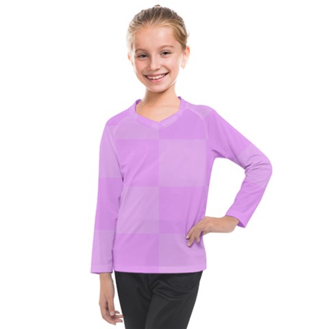 Pink Gingham Check Squares Kids  Long Mesh Tee by yoursparklingshop