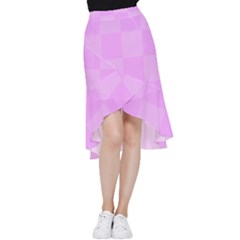 Pink Gingham Check Squares Frill Hi Low Chiffon Skirt by yoursparklingshop