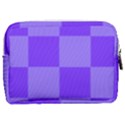 Purple Gingham Check Squares Pattern Make Up Pouch (Medium) View2