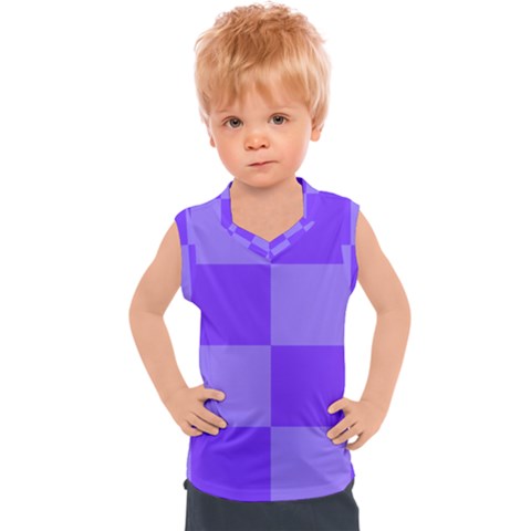 Purple Gingham Check Squares Pattern Kids  Sport Tank Top by yoursparklingshop