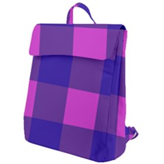 Blue And Pink Buffalo Plaid Check Squares Pattern Flap Top Backpack by yoursparklingshop