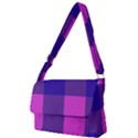 Blue And Pink Buffalo Plaid Check Squares Pattern Full Print Messenger Bag (L) View1