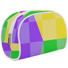Purple Yellow Green Check Squares Pattern Mardi Gras Make Up Case (large) by yoursparklingshop