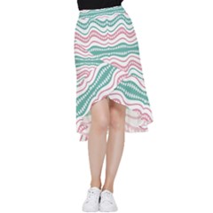 Waving Lines Vivid Pattern Frill Hi Low Chiffon Skirt by dflcprintsclothing