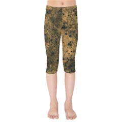 Orange Grunge Print Kids  Capri Leggings  by dflcprintsclothing
