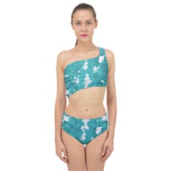 Blue Autumn Maple Leaves Collage, Graphic Design Spliced Up Two Piece Swimsuit by picsaspassion