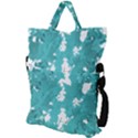 Blue Autumn Maple leaves collage, graphic design Fold Over Handle Tote Bag View2
