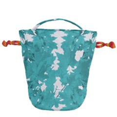 Blue Autumn Maple Leaves Collage, Graphic Design Drawstring Bucket Bag by picsaspassion