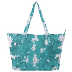 Blue Autumn Maple Leaves Collage, Graphic Design Full Print Shoulder Bag by picsaspassion