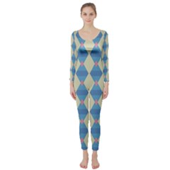 Pattern Texture Chevron Long Sleeve Catsuit by Dutashop