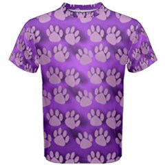 Pattern Texture Feet Dog Purple Men s Cotton Tee by Dutashop