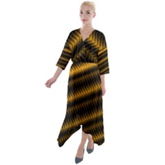 Ornament Stucco Quarter Sleeve Wrap Front Maxi Dress by Dutashop