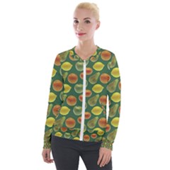 Background Fruits Several Velvet Zip Up Jacket by Dutashop