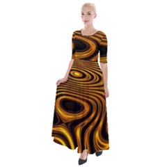 Wave Abstract Lines Half Sleeves Maxi Dress by Dutashop