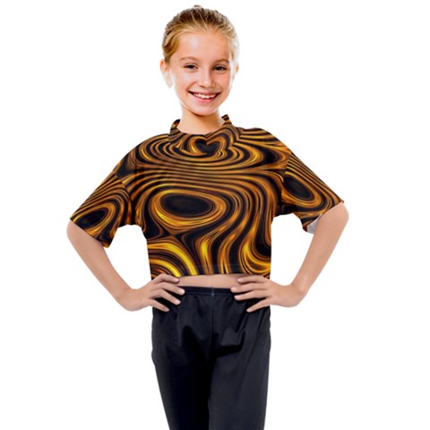 Wave Abstract Lines Kids Mock Neck Tee by Dutashop