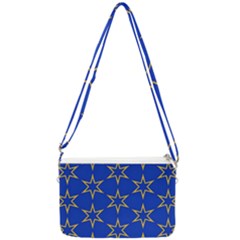 Star Pattern Blue Gold Double Gusset Crossbody Bag by Dutashop