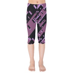 Dark Geometric Shapes Print Pattern Kids  Capri Leggings  by dflcprintsclothing