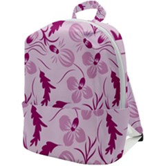 Dark Pink Flowers Zip Up Backpack by Eskimos
