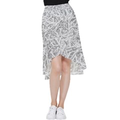 Dry Roots Texture Print Frill Hi Low Chiffon Skirt by dflcprintsclothing