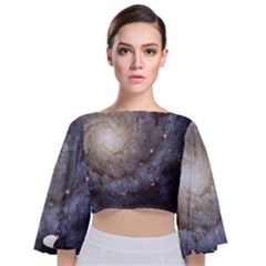 Spiral Galaxy Tie Back Butterfly Sleeve Chiffon Top by ExtraAwesomeSauce