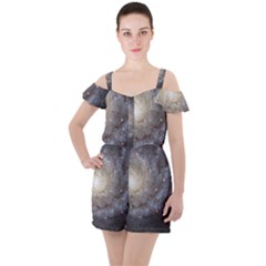 Spiral Galaxy Ruffle Cut Out Chiffon Playsuit by ExtraAwesomeSauce