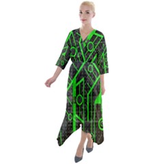 Tech Quarter Sleeve Wrap Front Maxi Dress by ExtraAwesomeSauce