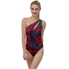 Tech - Red To One Side Swimsuit by ExtraAwesomeSauce