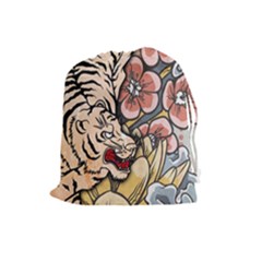 White Tiger Drawstring Pouch (large) by ExtraAwesomeSauce