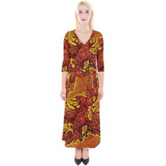 Phoenix Rising Quarter Sleeve Wrap Maxi Dress by ExtraAwesomeSauce