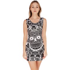 Sugar Skulls Bw Bodycon Dress by ExtraAwesomeSauce