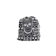 Sugar Skulls Bw Drawstring Pouch (xs) by ExtraAwesomeSauce