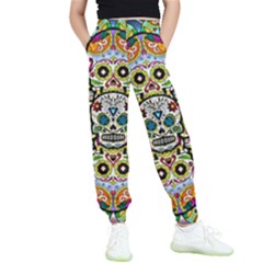 Sugar Skulls Pattern Kids  Elastic Waist Pants by ExtraAwesomeSauce