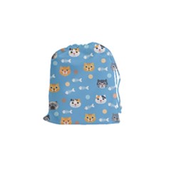 Cute Cat Pattern Drawstring Pouch (small) by ExtraAwesomeSauce