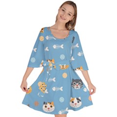 Cute Cat Pattern Velour Kimono Dress by ExtraAwesomeSauce