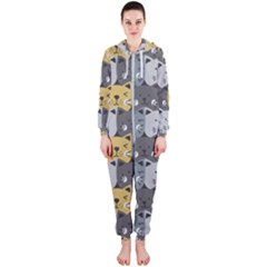 Cute Cat Pattern Hooded Jumpsuit (ladies)  by ExtraAwesomeSauce