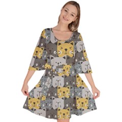 Cute Cat Pattern Velour Kimono Dress by ExtraAwesomeSauce