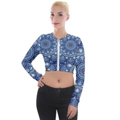 Mandela Flower Long Sleeve Cropped Velvet Jacket by ExtraAwesomeSauce